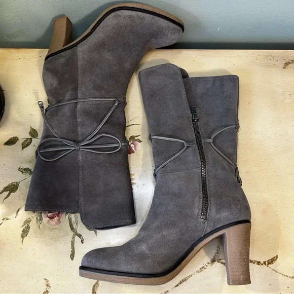 Johnston & Murphy Gray Suede Leather Lace Wrap Boots - Picture 8 of 16